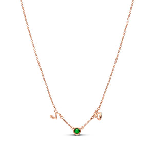Made Mine Initials & Birthstone Necklace (Rose Gold)