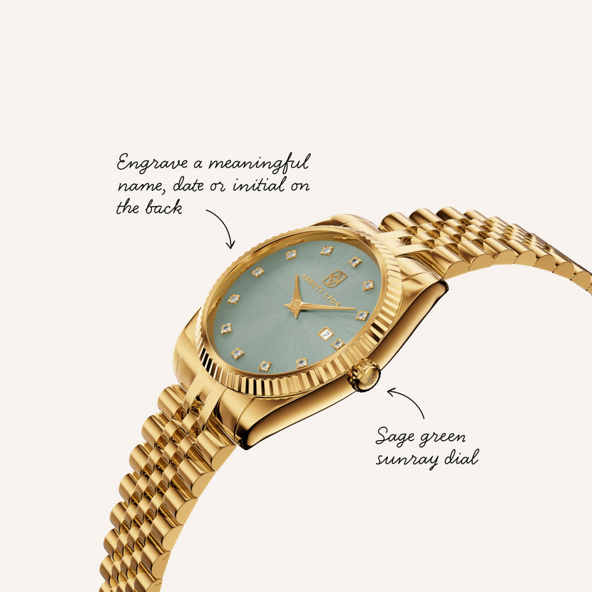 Sage Green Belgravia Watch & Styling Set (Gold)