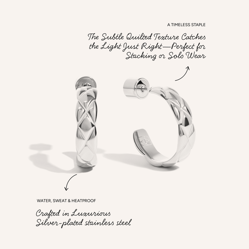 Quilted Hoop Earrings (Silver)