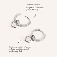 Fine Mini Pearl Clover Huggie Earrings (Silver)