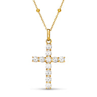 La Croix Crystal Cross Necklace (Gold)