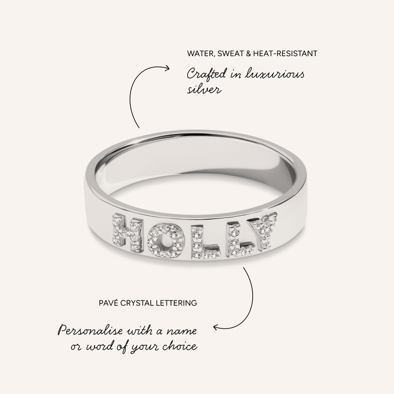 Fine Pavé 3D Name Ring (Silver)