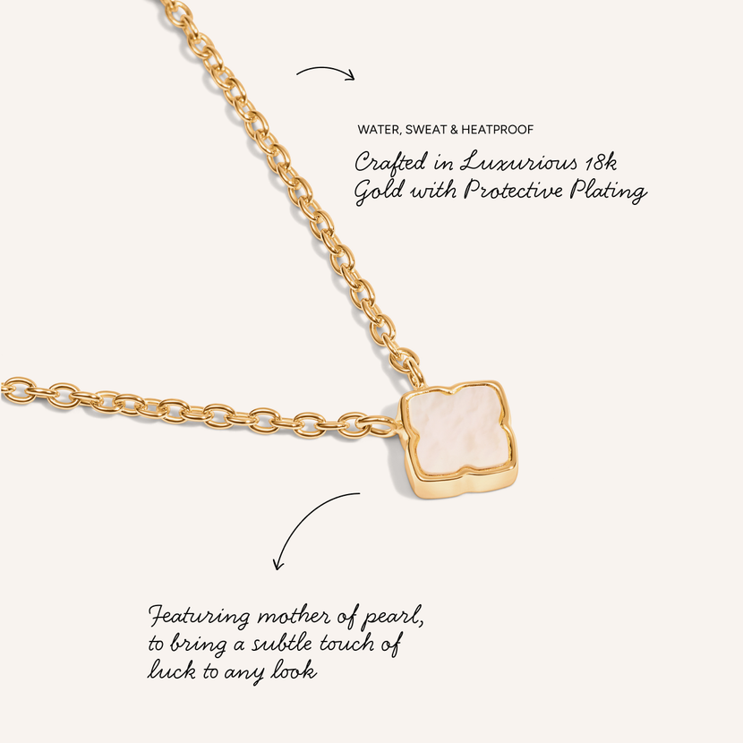 Fine Mini Pearl Clover Necklace (Gold)