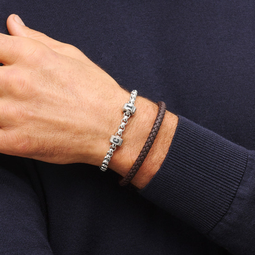 Men's Element Box Chain Bracelet (Silver)