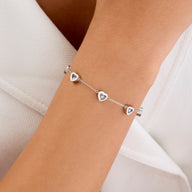 Floating Crystal Multi Heart Bracelet (Silver)