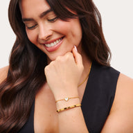 White Quartz Heart Necklace & Bracelet Set (Gold)