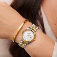 Pearl Belgravia & Crystal Heart Bangle Set (Gold)