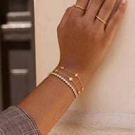 Fine Mini Fluted Multi Clover Bracelet (Gold)