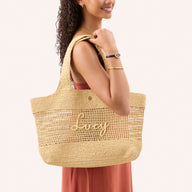 Personalised Raffia Tote Bag (Natural)