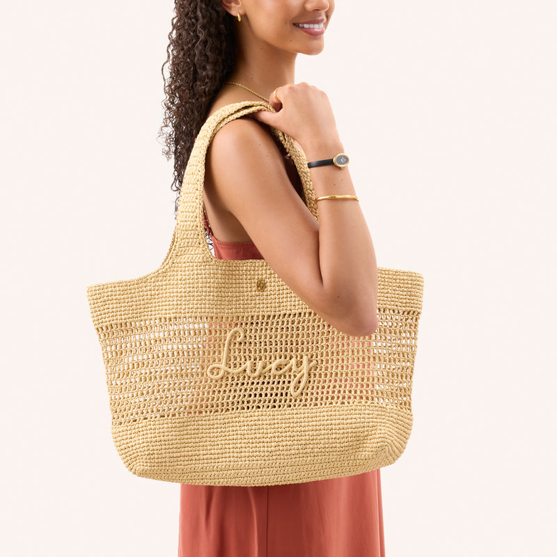 Personalised Raffia Tote Bag (Natural)
