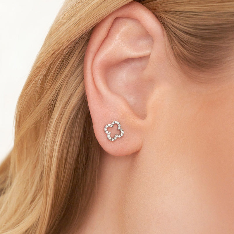 Crystal Clover Studs (Silver)