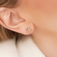 Crystal Clover Studs (Gold)