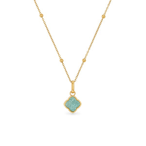 Amazonite Clover Necklace (Gold)