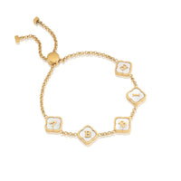 Rosette Clover Custom Name Bracelet (Gold)