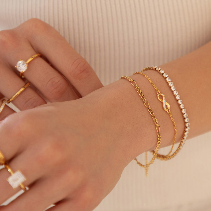 Aquamarine Stone Infinity Bracelet (Gold)