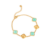 Amazonite & Fluted Clover Bracelet (Gold)
