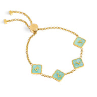 Amazonite Clover Custom Name Bracelet (Gold)