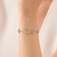 Amazonite Clover Custom Name Bracelet (Gold)