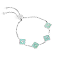Amazonite Clover Custom Name Bracelet (Silver)