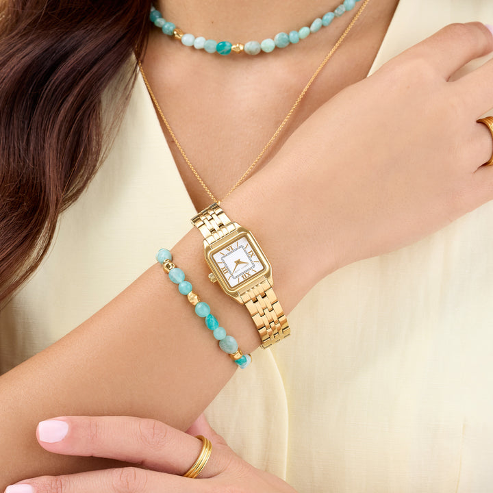 Amazonite & Gold Beaded Set (Gold)