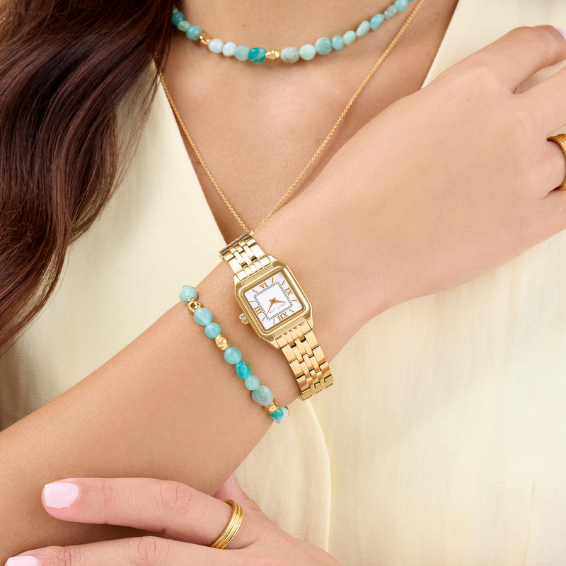 Amazonite & Gold Beaded Set (Gold)