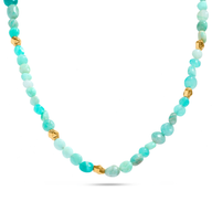 Amazonite & Gold Beaded Necklace (Gold)