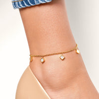 Mini Pearl Clover Anklet (Gold)
