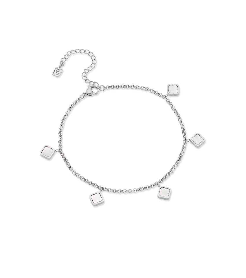 Mini Pearl Clover Anklet (Silver)