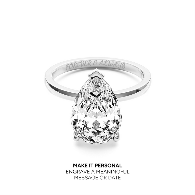 Pear Cut Solitaire Ring 2ct (Silver)