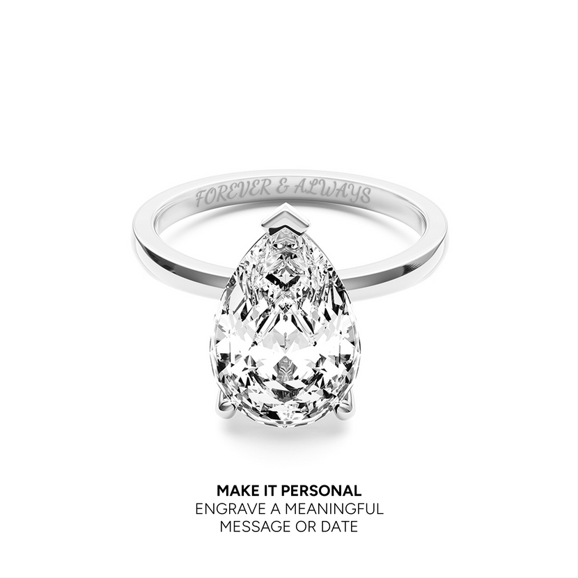 Pear Cut Solitaire Ring 2ct (Silver)