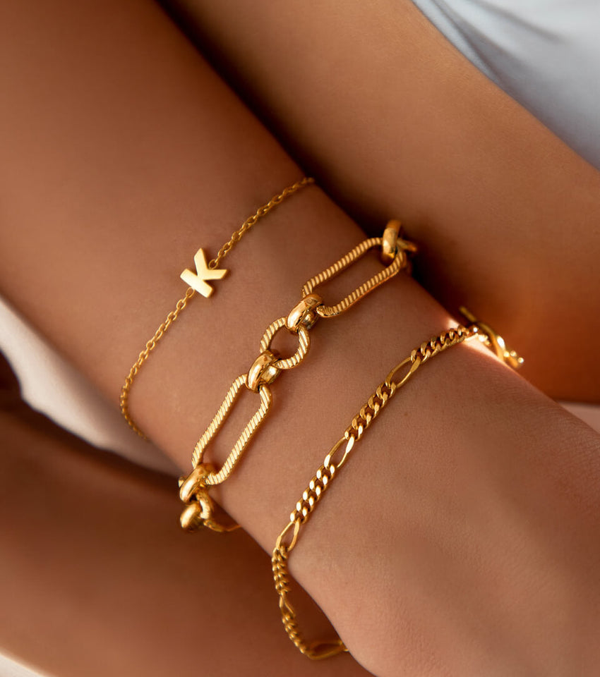 Buy Revere Gold Plated Sterling Silver Figaro Chain Bracelet | Womens  bracelets | Argos