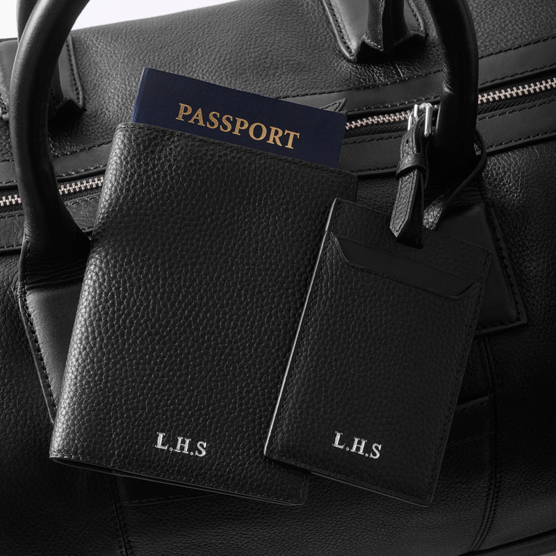 Men's Leather Luggage Tag (Black)