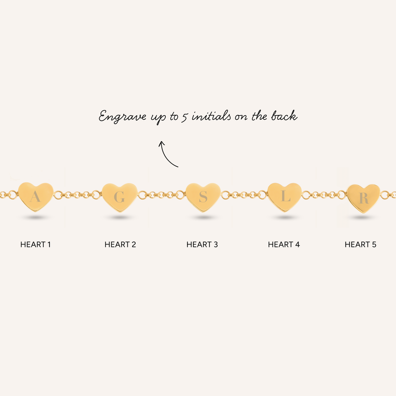 White Quartz Multi Heart Bracelet (Gold)