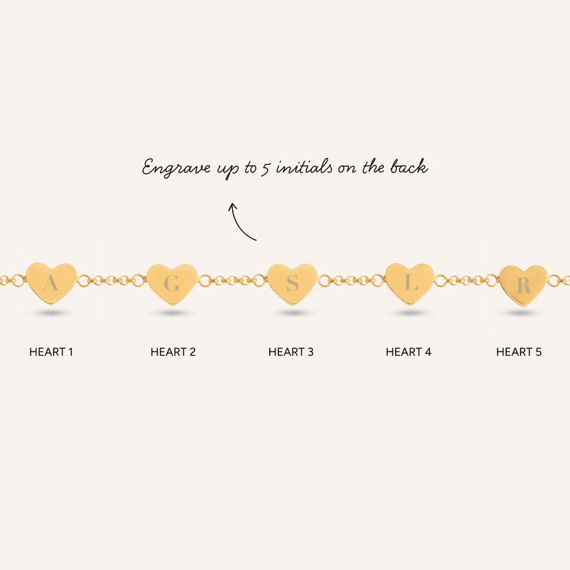 White Quartz Multi Heart Bracelet (Gold)