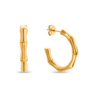Bamboo Hoop Earrings (Gold)