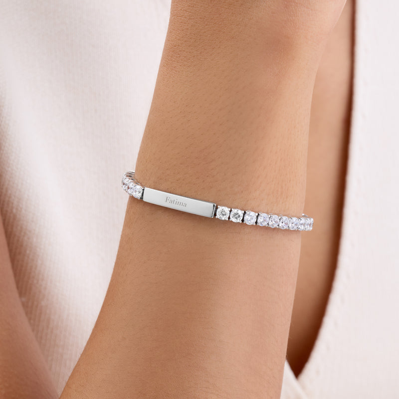 Custom Bar Tennis Bracelet (Silver)