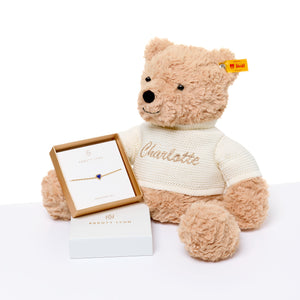 Steiff Teddy Bear & Birthstone Bracelet Bundle (Gold)