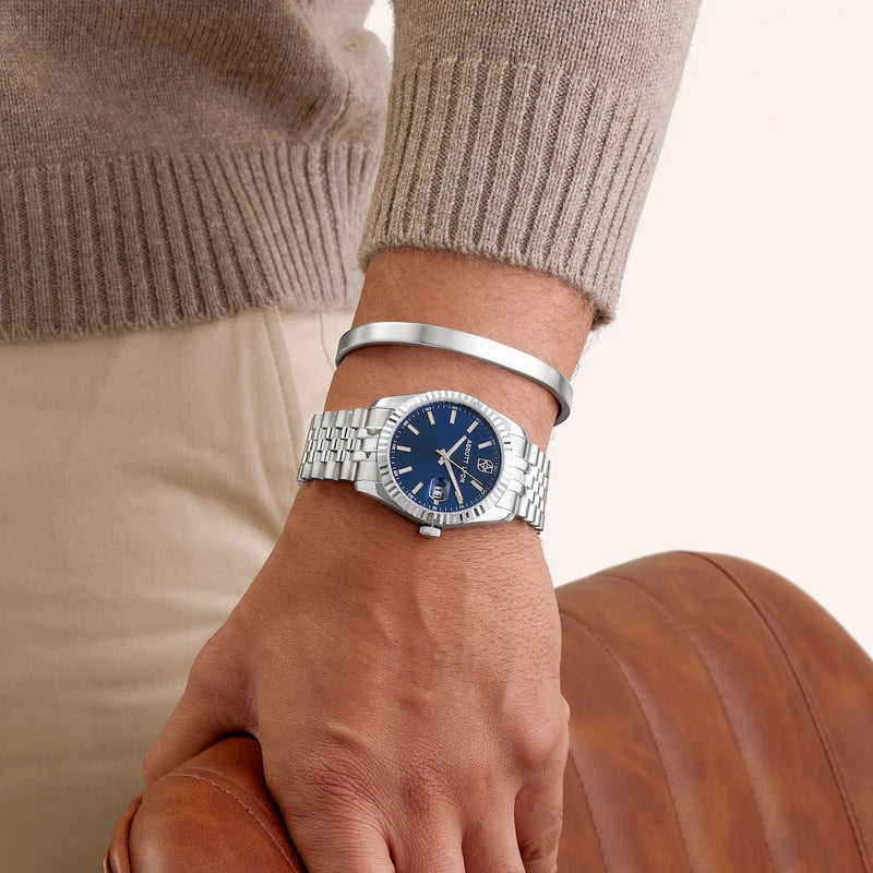 Belgravia 41 Blue Men's Watch (Silver)