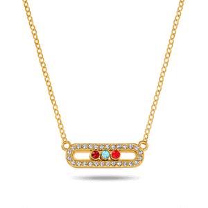 Birthstone Kinetic Pavé Necklace (Gold)