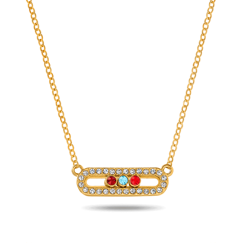 Birthstone Kinetic Pavé Necklace (Gold)