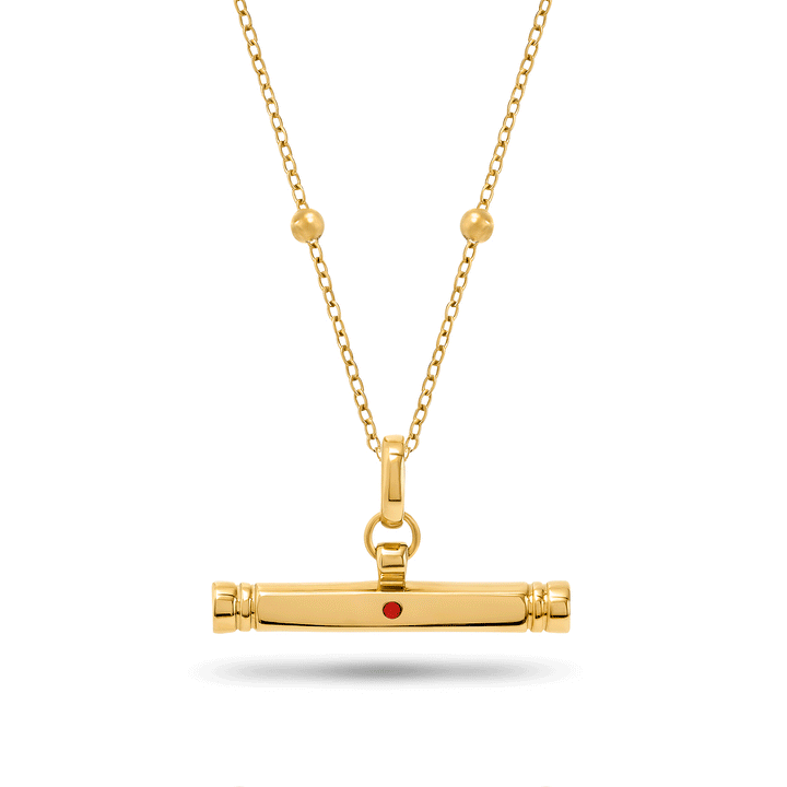 Confetti Birthstone T-bar Necklace (Gold)