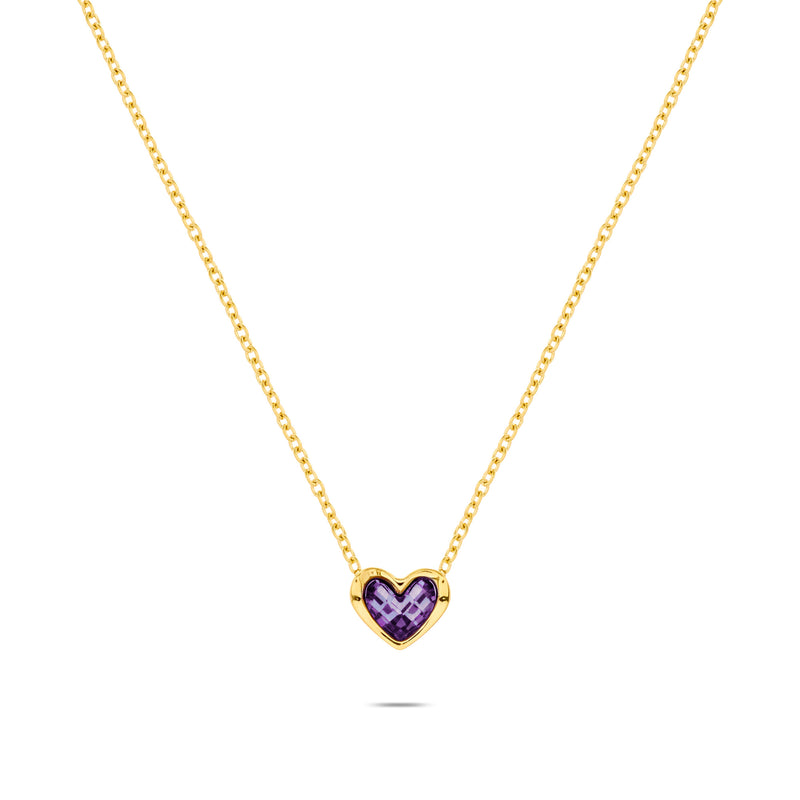 Mini Heart Birthstone Necklace (Gold)