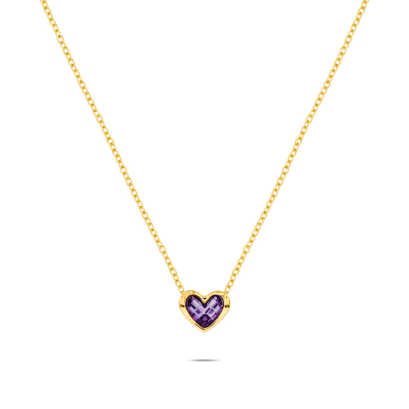 Mini Heart Birthstone Necklace (Gold)