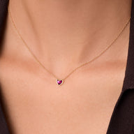 Mini Heart Birthstone Necklace (Gold)