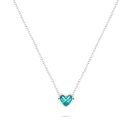 Mini Heart Birthstone Necklace (Silver)