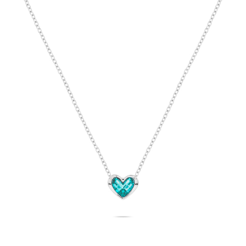 Mini Heart Birthstone Necklace (Silver)