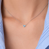 Mini Heart Birthstone Necklace (Silver)