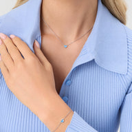 Mini Heart Birthstone Necklace (Silver)
