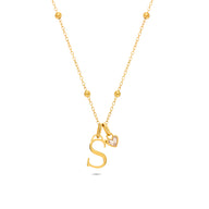 Initial & Birthstone Molten Heart Necklace (Gold)