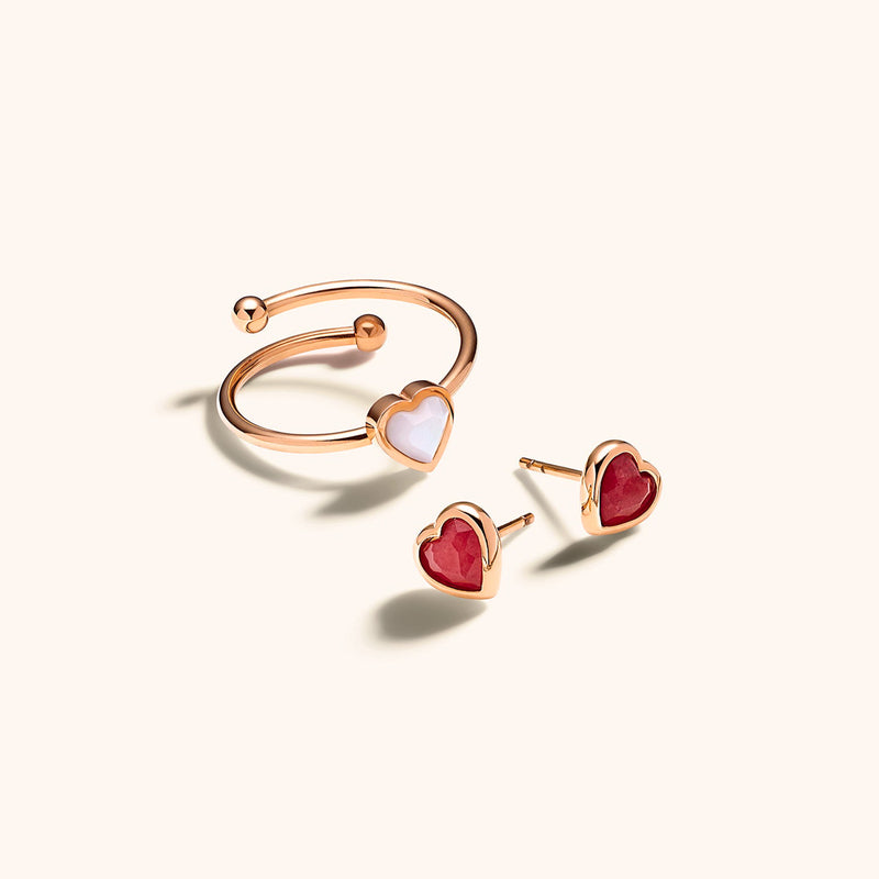Mini Heart Birthstone Stud Earrings (Rose Gold)
